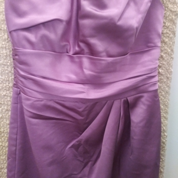 David's Bridal Lilac Midi Sateen Dress - Picture 2 of 7